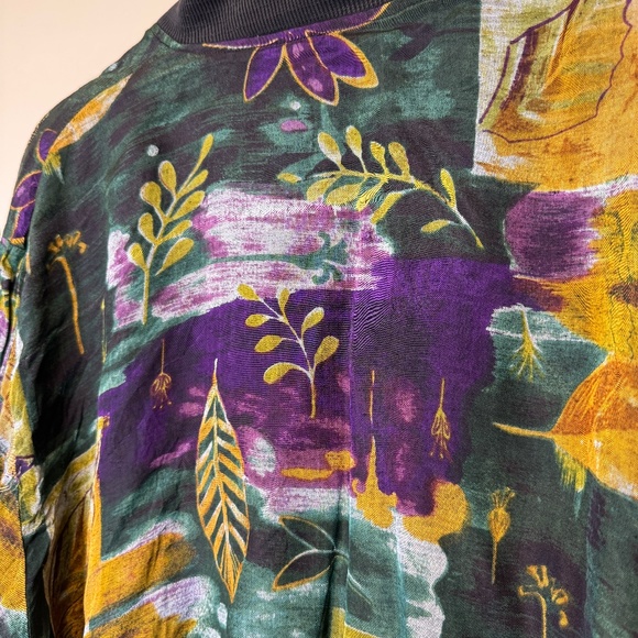 Jane Ashley | VTG Jewel Tone Fall Floral Puff Paint Bomber Oversized Coat Jacket - Picture 8 of 16